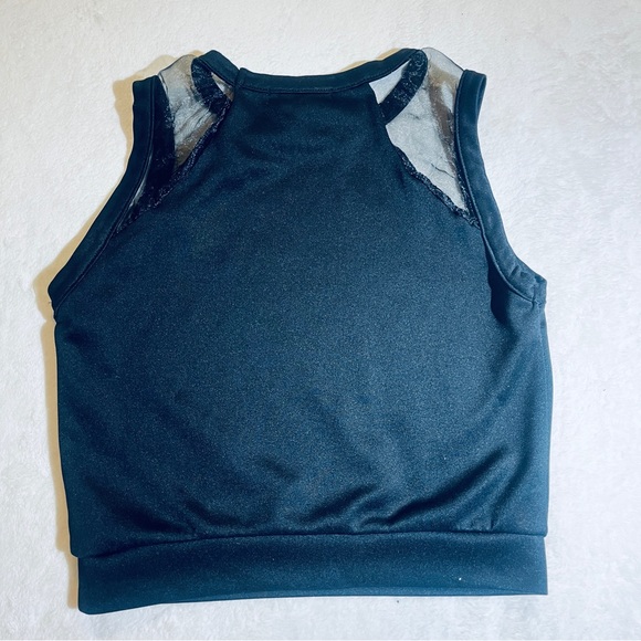 Material Girl Black Sleeveless Top with Mesh Detail - Picture 5 of 6